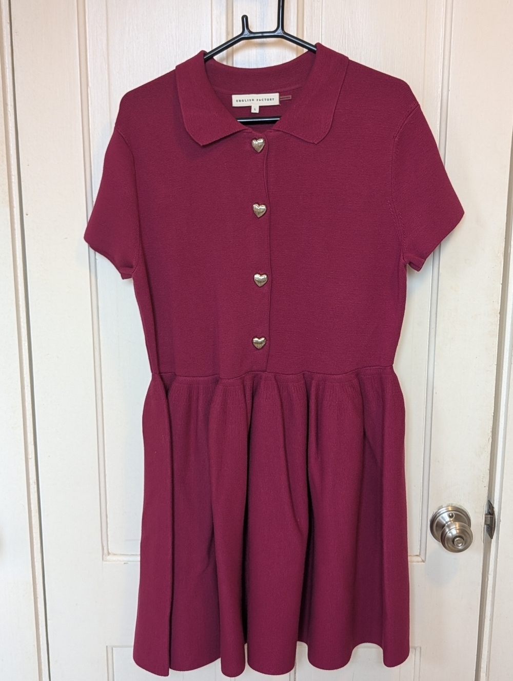 English Factory Heart Button Knit Mini Dress - Large - Picture 2 of 8